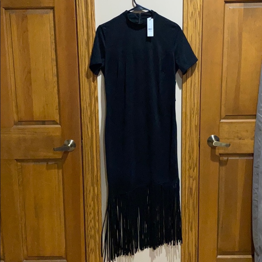 NY&Co Brand new black fringe dress